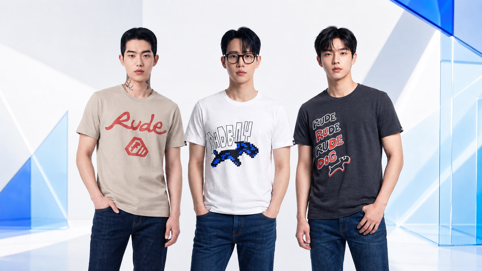 นายแบบสวมเสื้อ RUDEDOG รุ่น LOOSE, MEGA BIT และ DOODLE